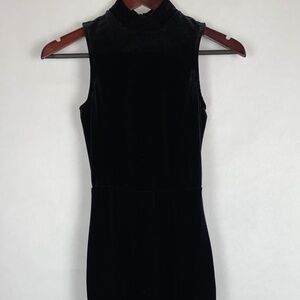 Enough About Me… Black Velvet Halter Backless Sleeveless Midi Dress Small EUC